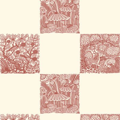 Animal Check Wallpaper - Red Topping - Clarke White