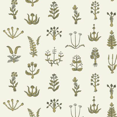 Floral Spot Wallpaper - Chaingate Green - Meadow - Ringhill White