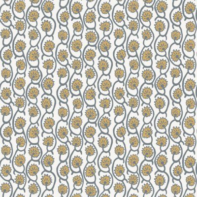 Geranium Stripe Wallpaper - Bude Blue - Smith Yellow - Kempton White